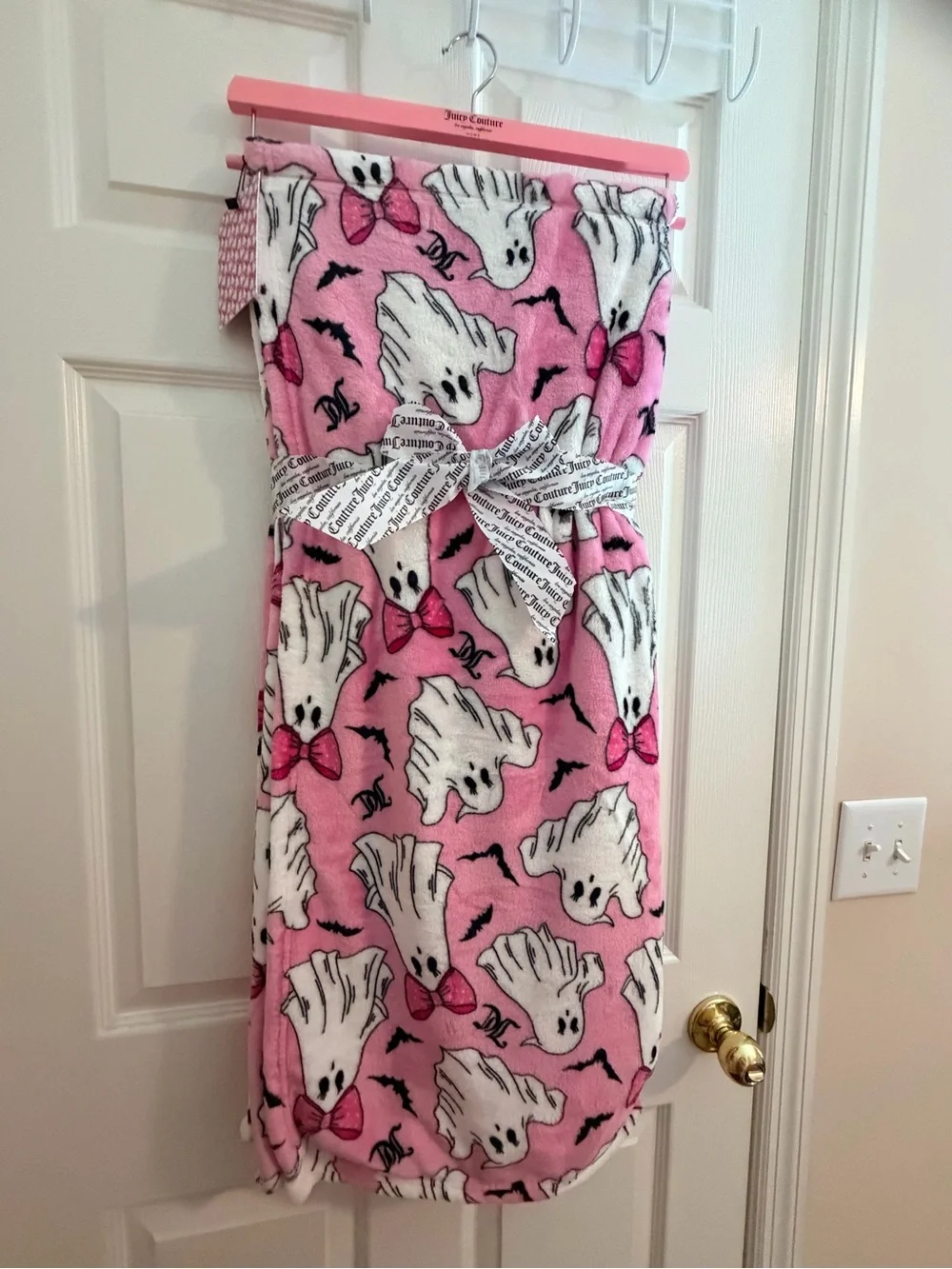 Juicy Couture Pink Ghost Print Kids Pajama Blanket